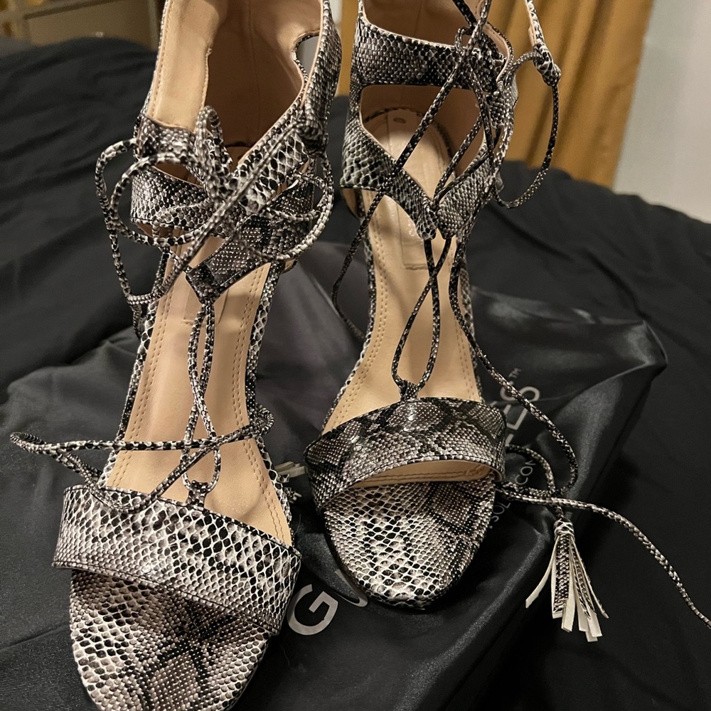 Laced Snake Print Heels